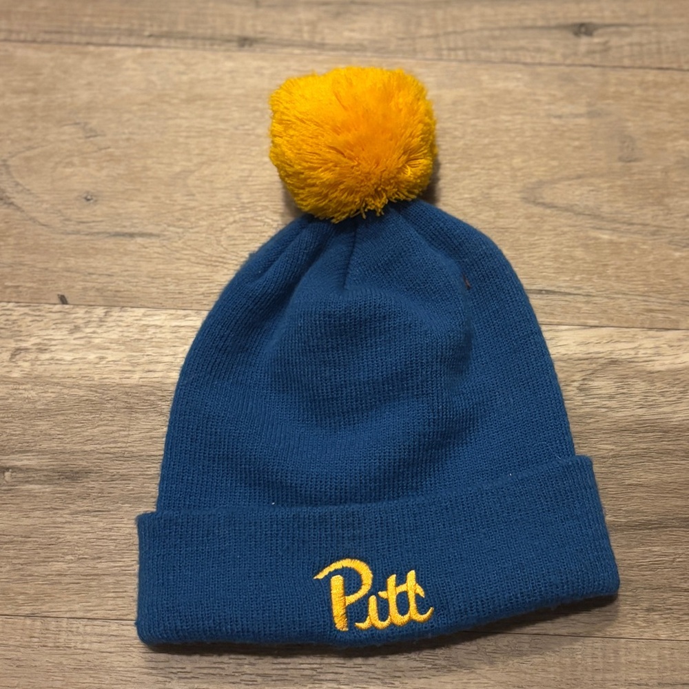 Pitt Blue Beanie with Yellow Pom Pom: Throwback.